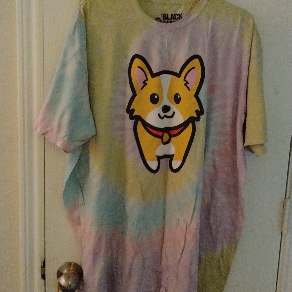 pastel tie dye corgi tee shirt